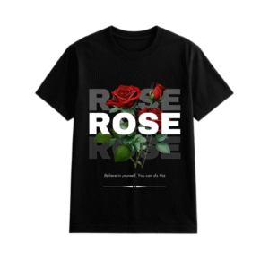Red and Black Minimalist Rose T-Shirt