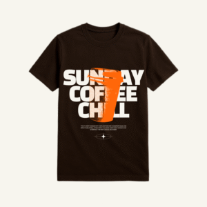 Black and Orange Minimalist Halftone Illustration Coffee Quote T-Shirt